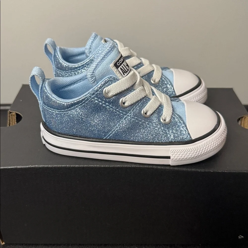 Converse All Star Madison Blue Glitter Sneakers Toddler Size 8 New NIB